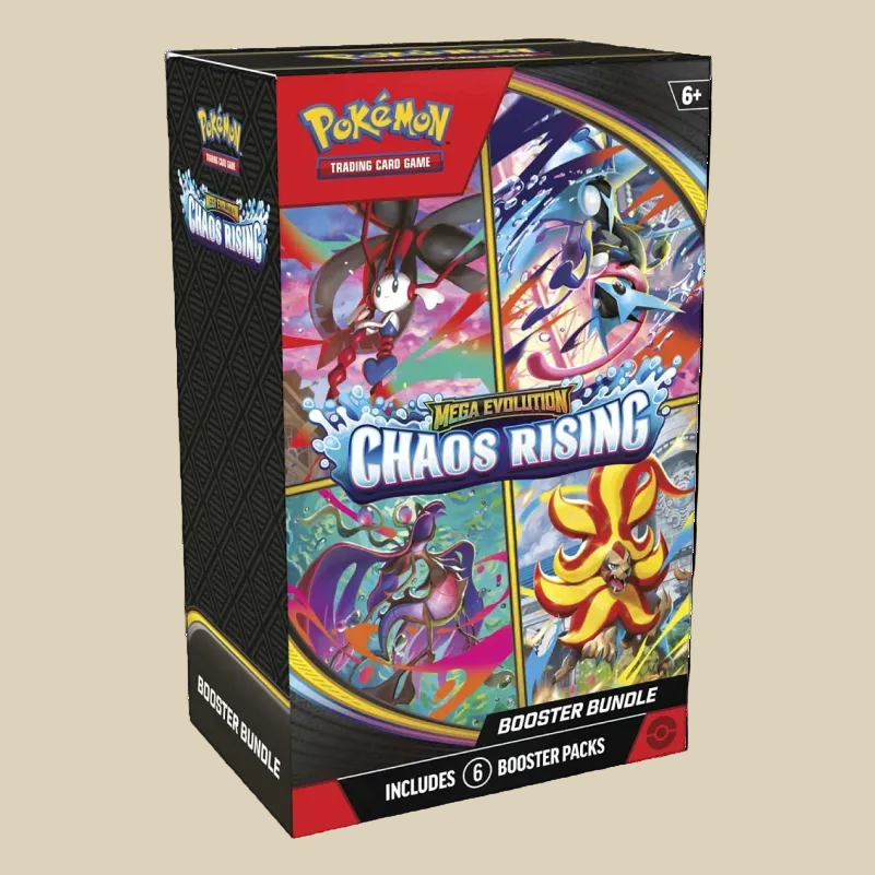 Pokémon TCG Mega Evolution Chaos Rising Booster Bundle mit sechs englischen Boostern