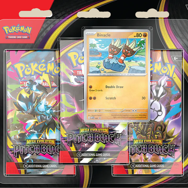Pokémon TCG Pitch Black 3-Pack Blister mit Binacle Promokarte in Englisch