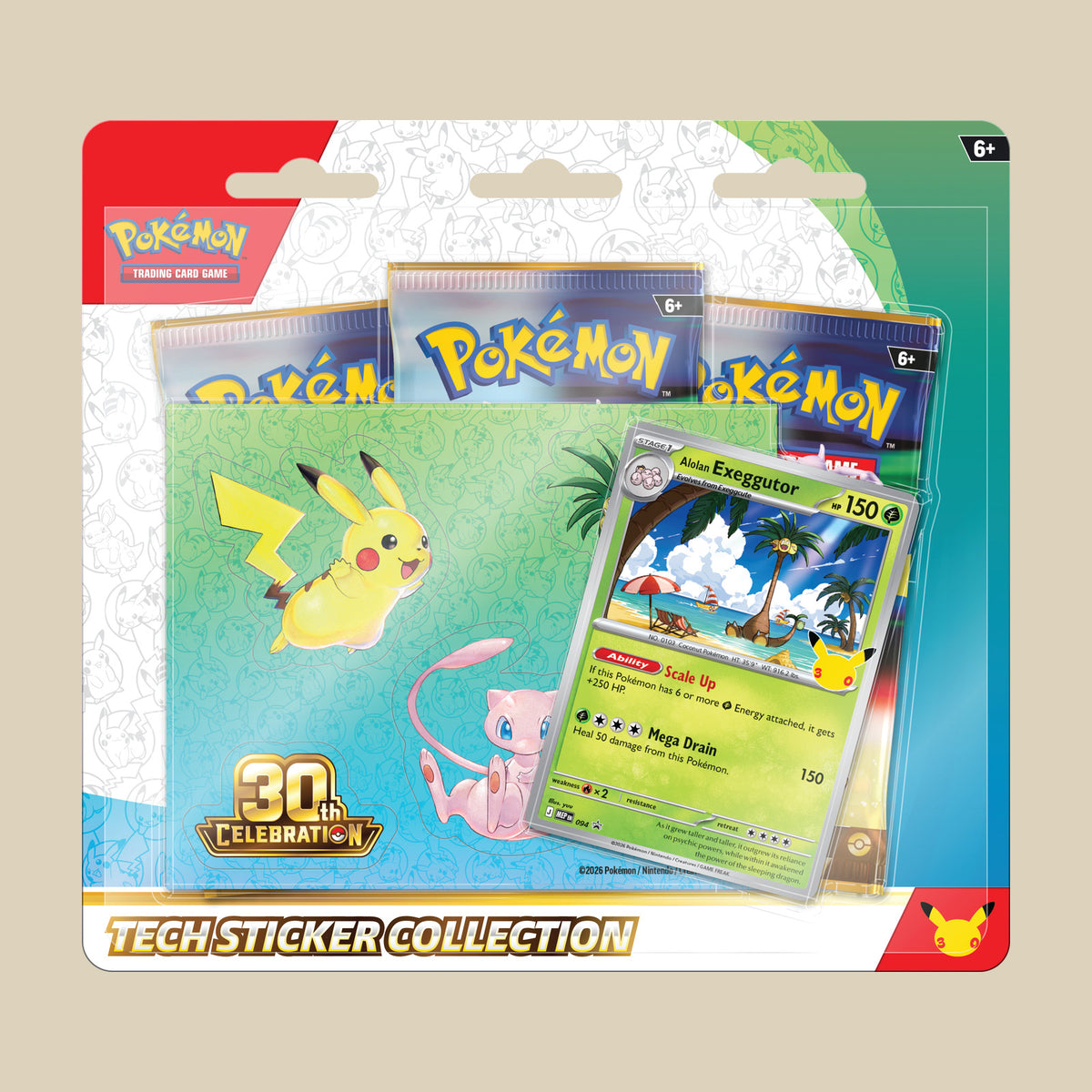 Pokémon TCG 30th Celebration Tech Sticker Collection mit Alolan Exeggutor in Englisch