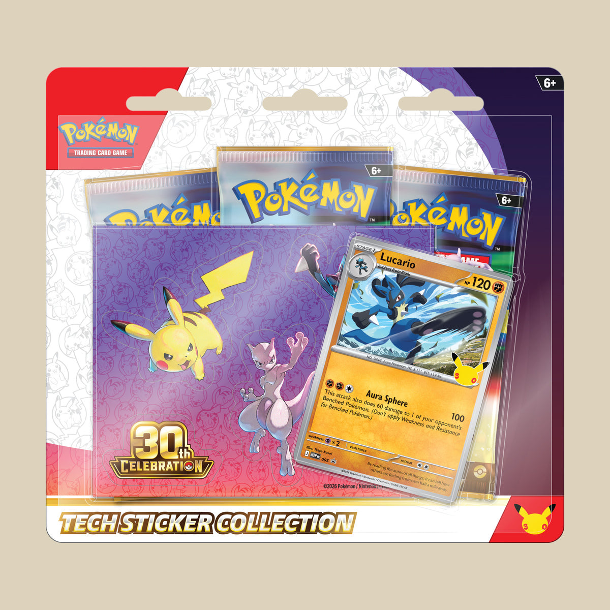 Pokémon TCG 30th Celebration Tech Sticker Collection mit Lucario in Englisch
