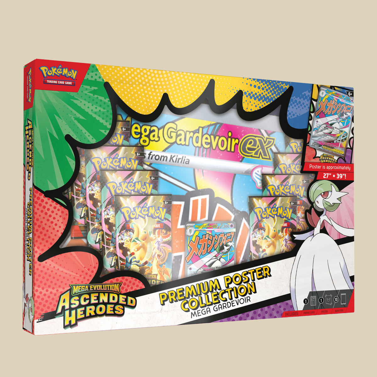 Pokémon TCG Mega Evolution Ascended Heroes Premium Poster Collection mit Mega Gardevoir ex in Englisch