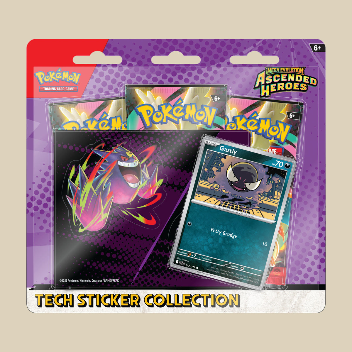 Pokémon TCG Mega Evolution Ascended Heroes Tech Sticker Collection mit Gastly in Englisch